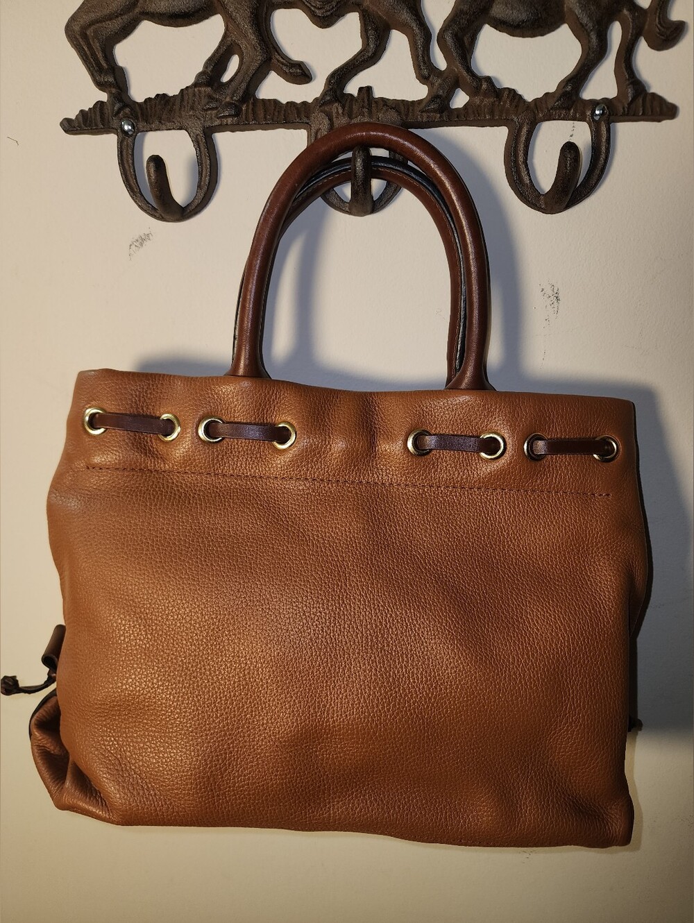 Dooney And Bourke Brown Pebbled Leather Satchel Tassels Crossbody - Picture 7 of 8